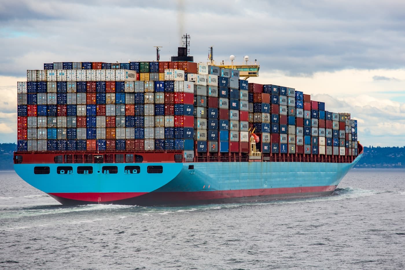 Container ship at sea